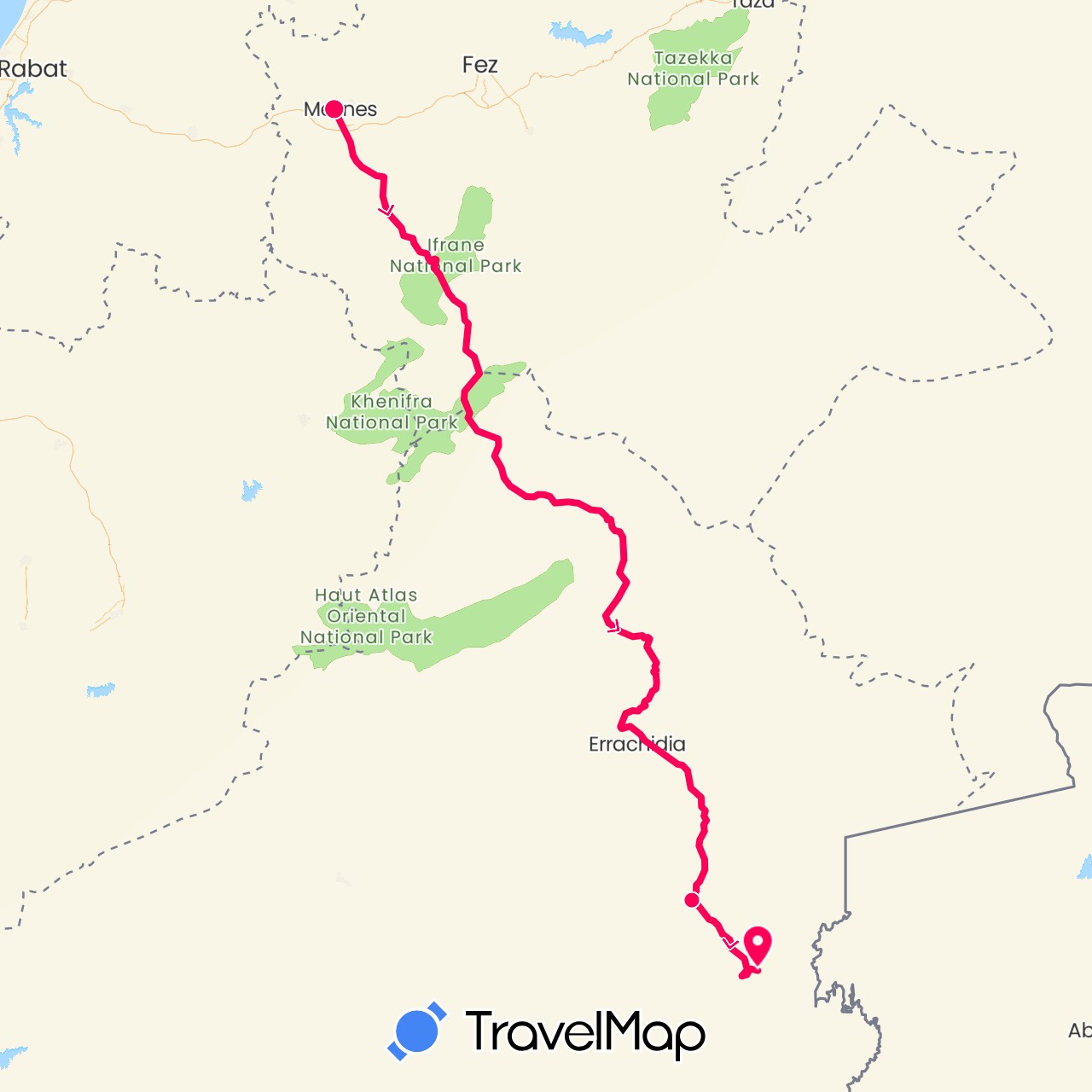 TravelMap itinerary: driving, 205 africa raid in Morocco (Africa)