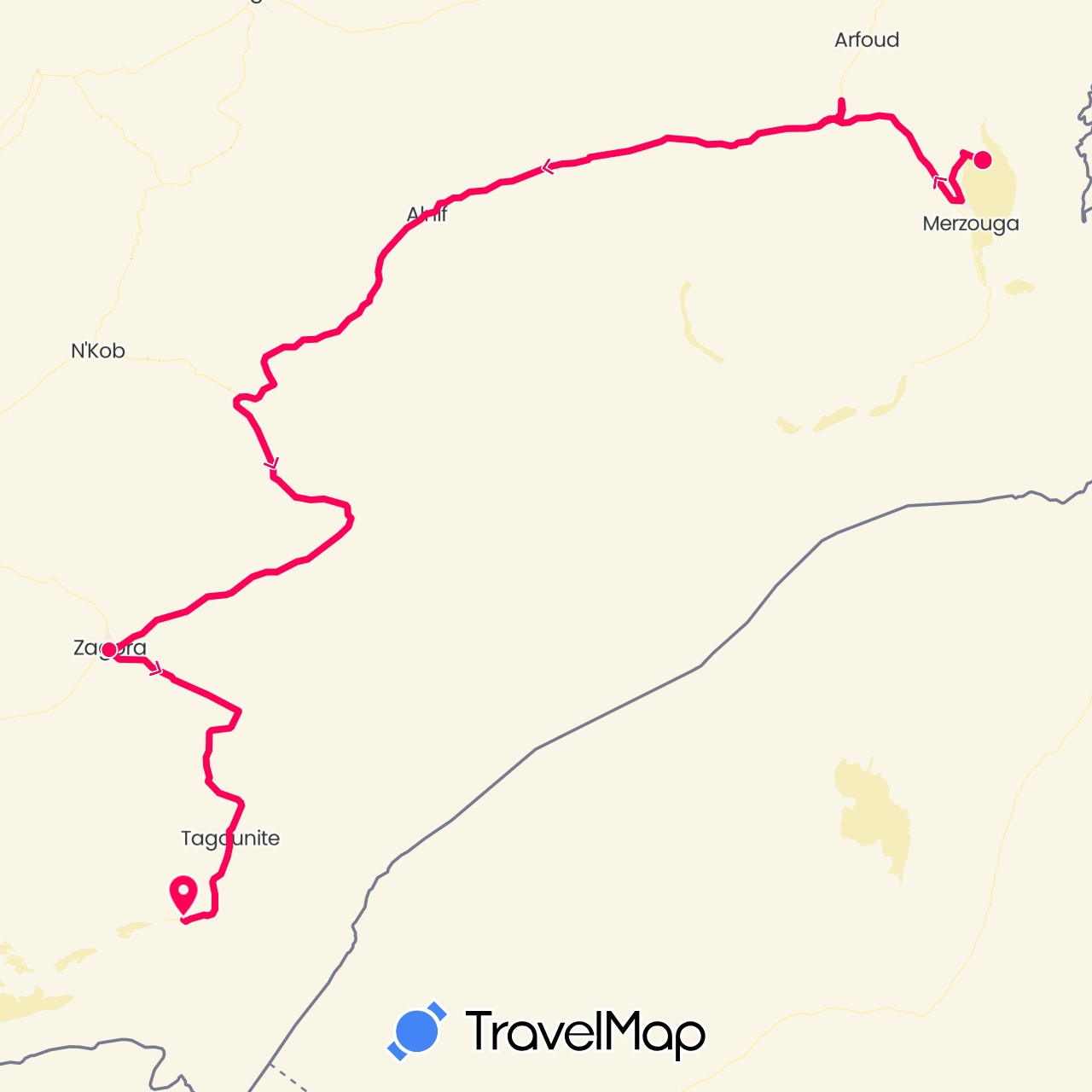 TravelMap itinerary: driving, 205 africa raid in Morocco (Africa)
